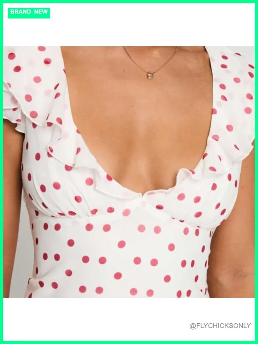 Polka Dot Mini Dress Sleeveless V Neck Ruffle Tie Back Summer